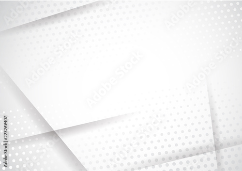 Modern Halftone white and grey background. Decorative web concept, banner, layout, poster. Vector illustration