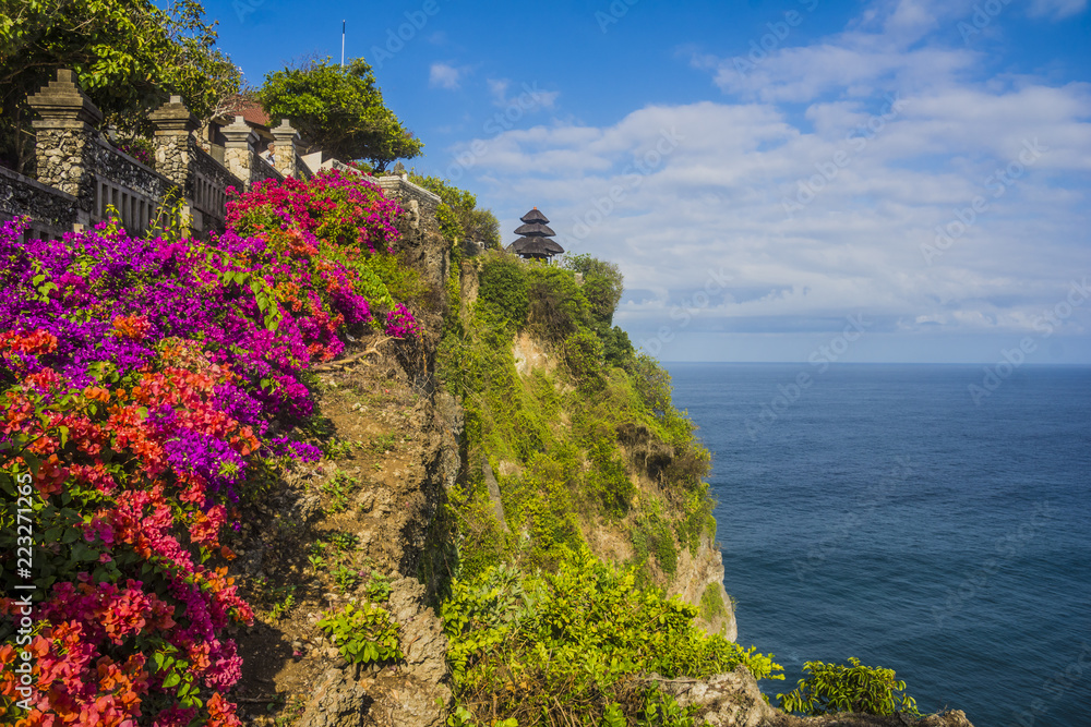 Beautiful Uluwatu Temple perched on top of a cliff in Bali, Indonesia