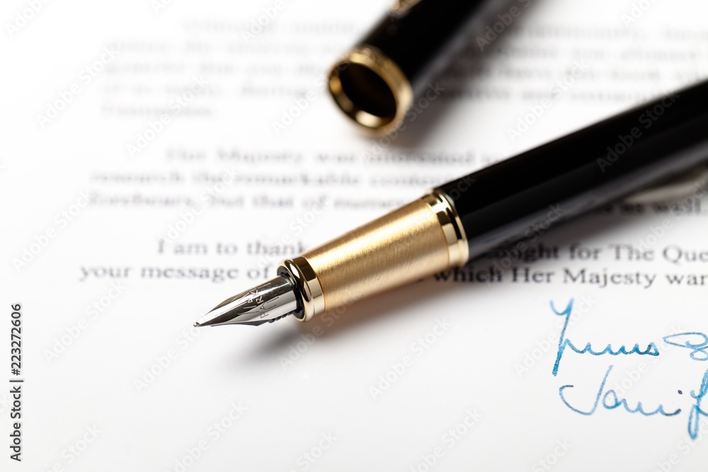 Parker Fountain Pen Lying on the Letter - Close Up Parker Fountain Pen Lying on the Letter - Close Up