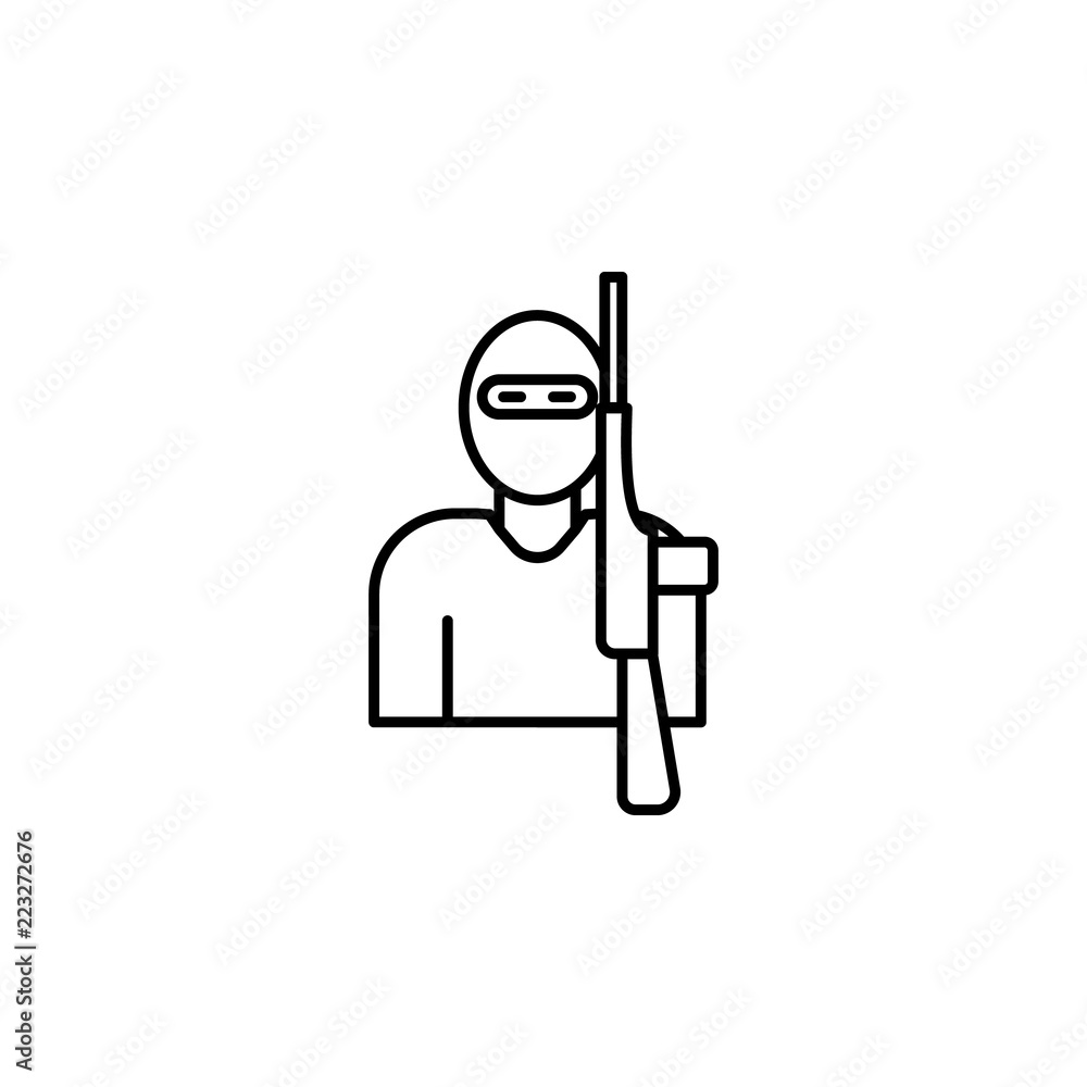 terrorist icon. Element of crime and punishment icon for mobile concept and web apps. Thin line terrorist icon can be used for web and mobile