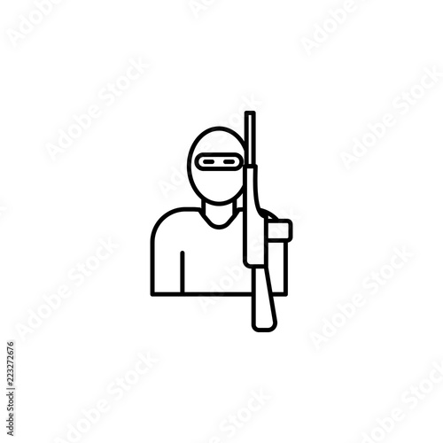 terrorist icon. Element of crime and punishment icon for mobile concept and web apps. Thin line terrorist icon can be used for web and mobile