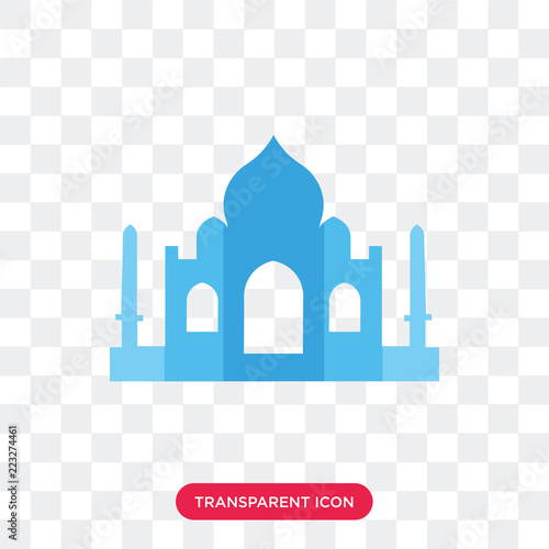 Taj mahal vector icon isolated on transparent background, Taj mahal logo design