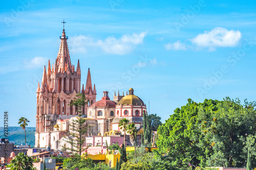 Beautiful panoramic view of San Miguel de allende from a Rooftop in Guanajuato, Mexico photo