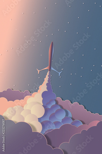 Rocket launch to the sky.
