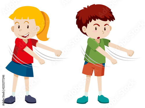 Boy and girl floss dance