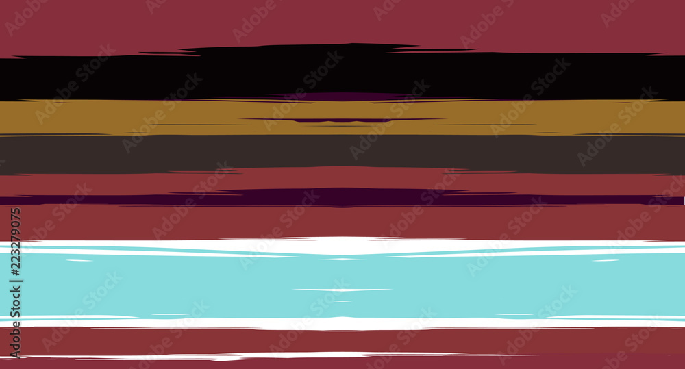 Fototapeta premium Brown, Black, Blue Vector Seamless Summer Pattern Narrow Sailor Stripes. Trendy Textured Horizontal Hipster Lines, Paintbrush Male Fabric Design. Vector Watercolor Seamless Stripes Track Background.