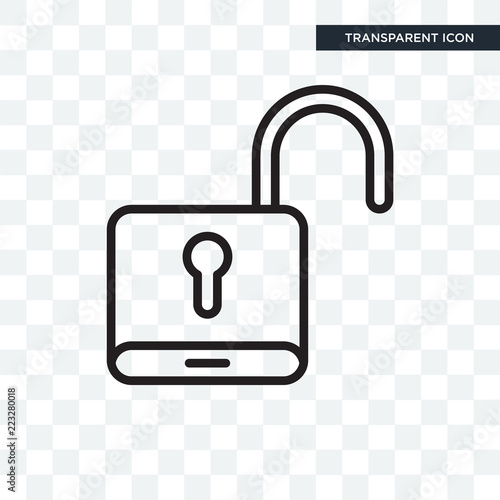Unlock vector icon isolated on transparent background, Unlock logo design