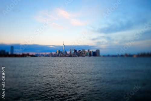 Manhattan in New York City viewed from the Hudson River trough a tilt shif lens