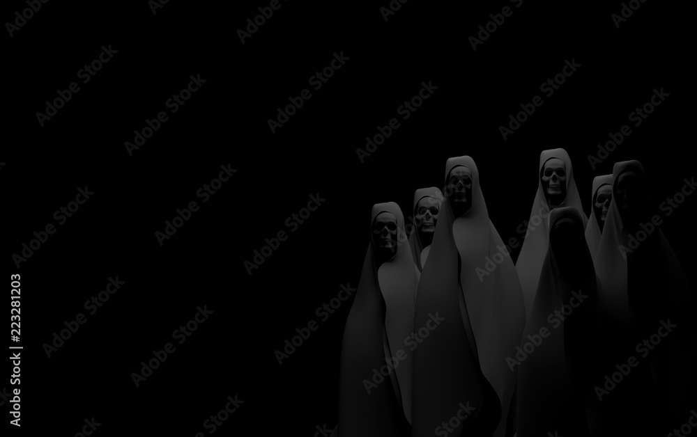 ghost on black background . Apocalypse and hell concept.3d rendering