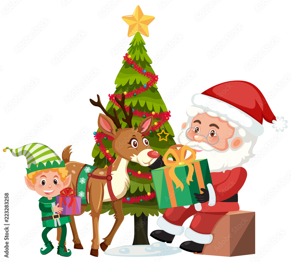 Christmas and santa on white background