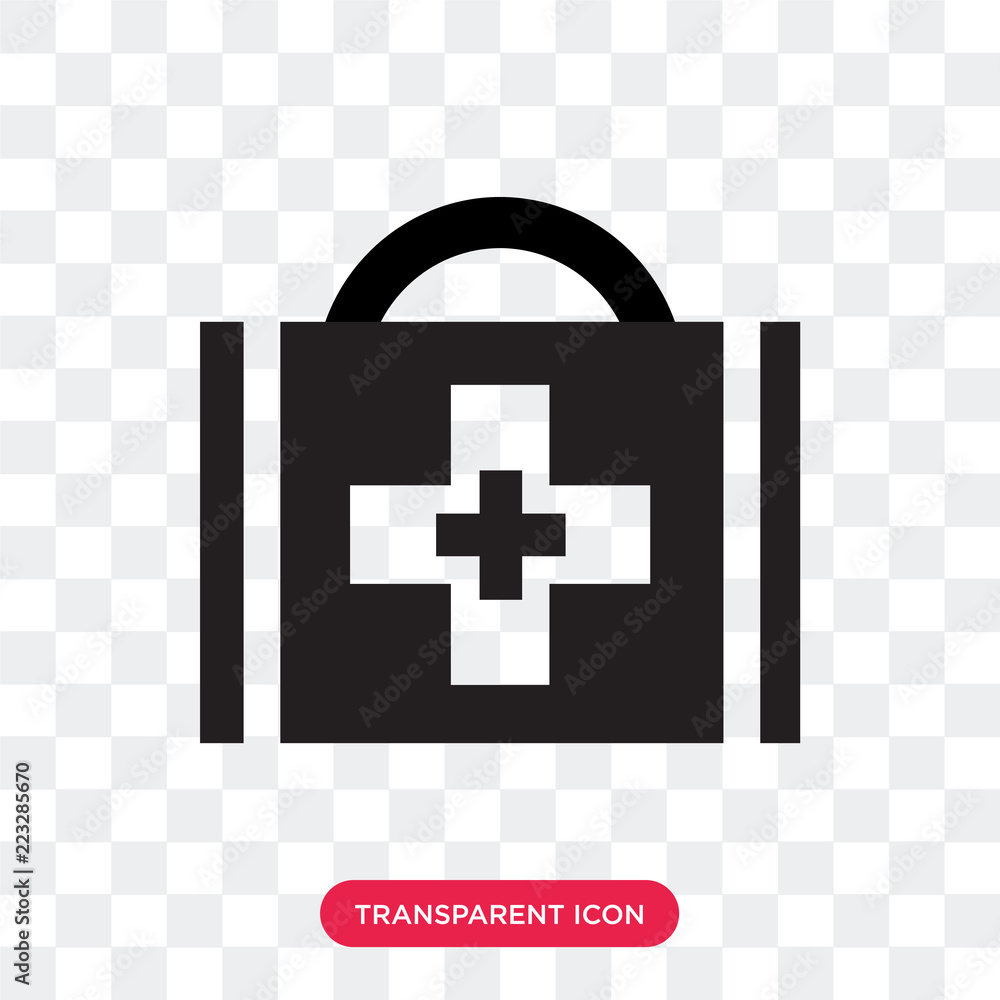 Obraz premium Medic suitcase vector icon isolated on transparent background, Medic suitcase logo design