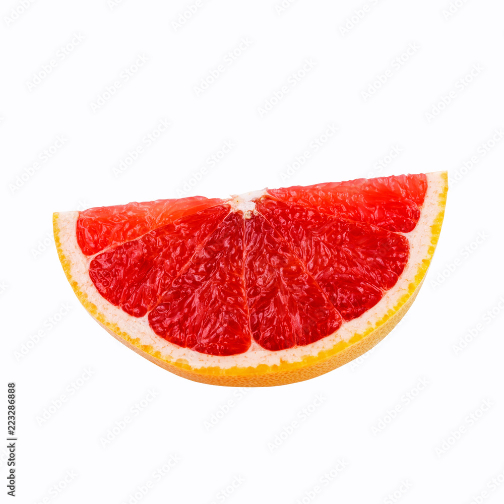 Fresh Grapefruit citrus fruit with half slice isolated on white