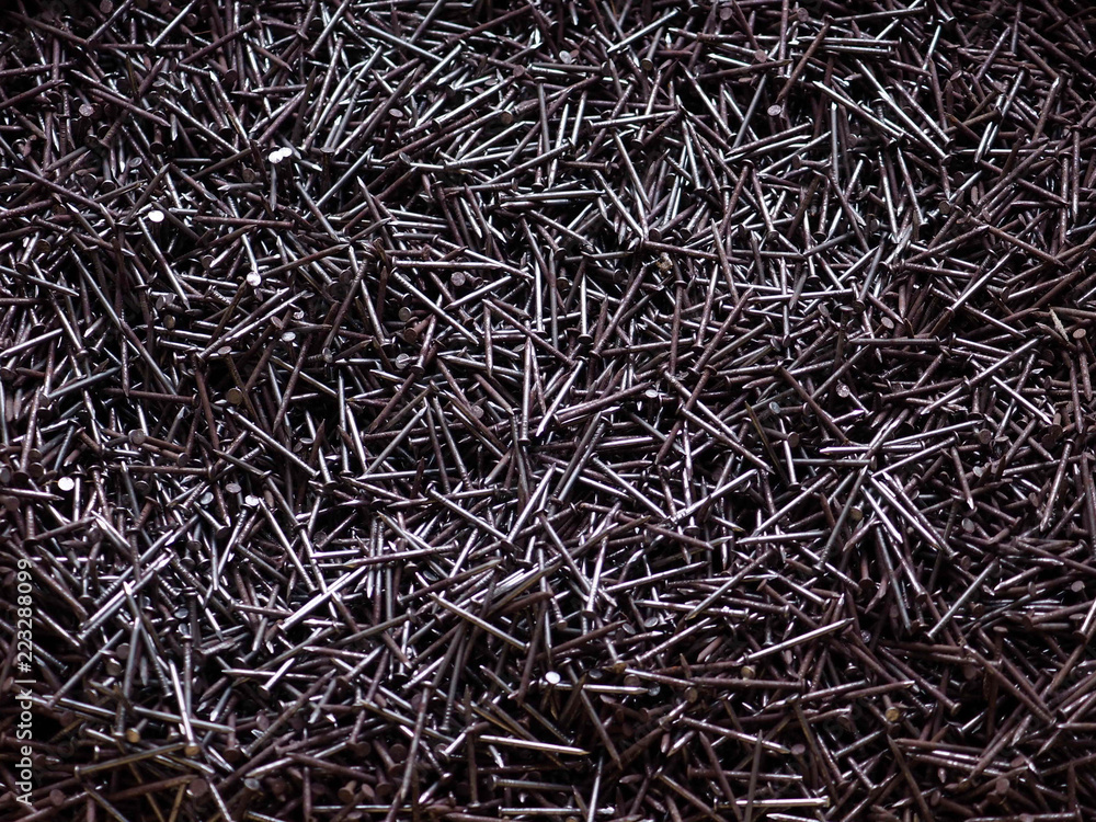 Close-Up, Full Frame Shot Of Old Rusty Nails. Many steel nails, texture and pattern Close-Up, Full Frame Shot Of Old Rusty Nails. Many steel nails, texture and pattern
