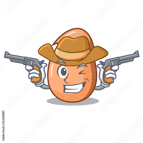 Cowboy character broken egg on floor cartoon