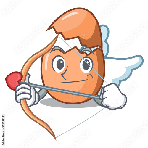 Cupid character broken egg on floor cartoon