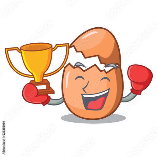Boxing winner broken egg isolated on the mascot