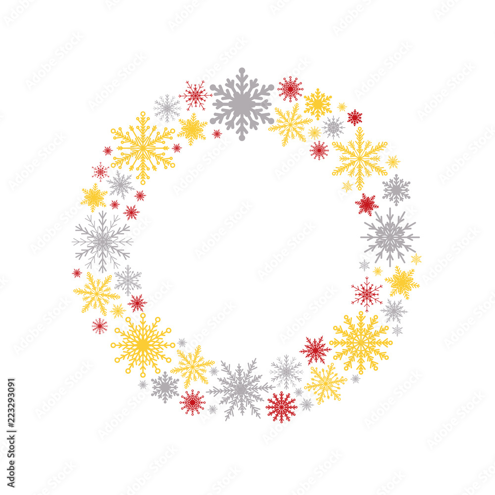 Wreath Snowflakes. New Year or Christmas Frame. Wreath Snowflakes. New Year or Christmas Frame.