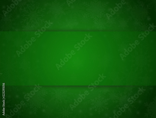 Green Banner Snowflakes. Christmas or New Year.