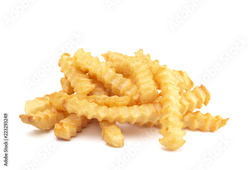 Crinkle Fries Isolated on a White Background