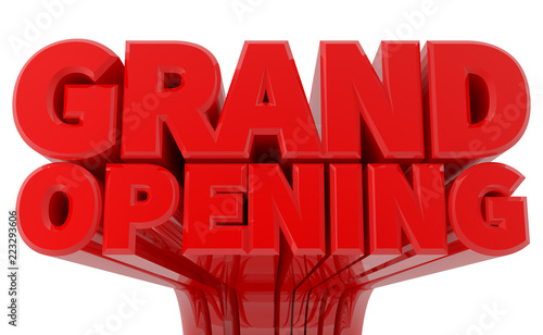 3D GRAND OPENING word on white background 3d rendering