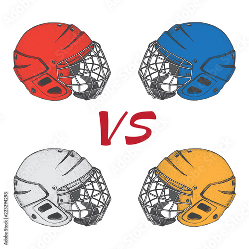 Canvas Print Hockey Helmets with mask