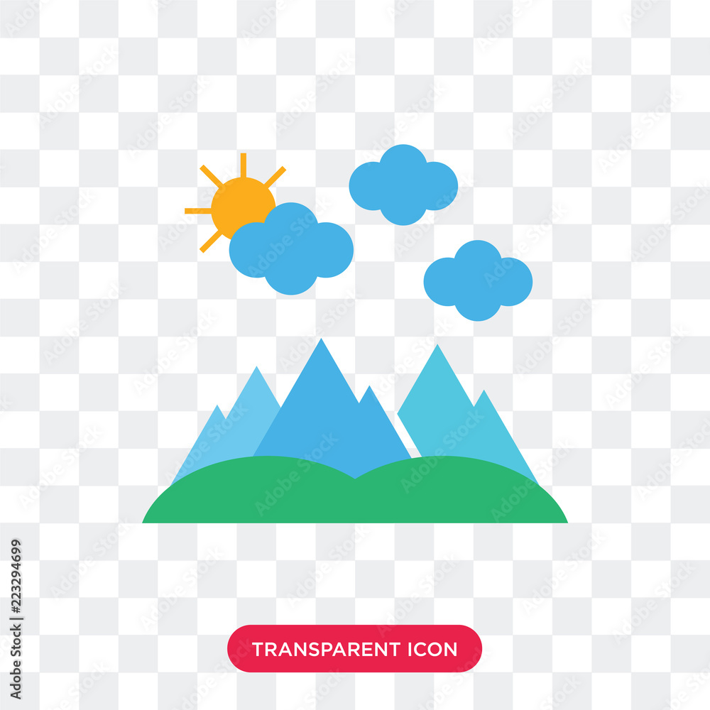 Mountains vector icon isolated on transparent background, Mountains logo design