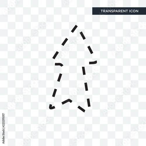 Up arrow with broken lines vector icon isolated on transparent background, Up arrow with broken lines logo design