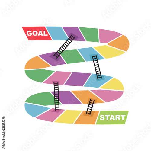 Start and Goal Target Destination with Ladder Shortcut Snake Board Game Vector