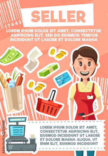 Seller woman profession in supermarket store