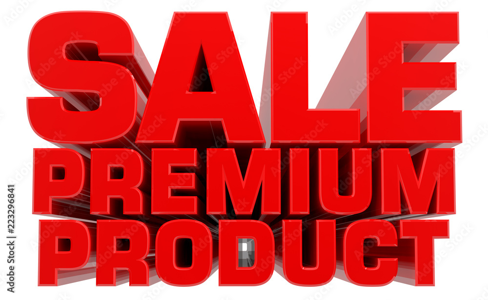 3D SALE PREMIUM PRODUCT word on white background 3d rendering