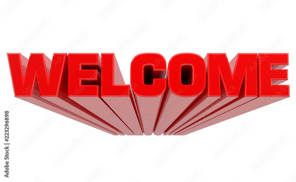 3D WELCOME word on white background 3d rendering