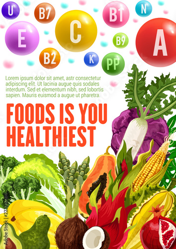 Healthy vegetarian organic food and vitamins
