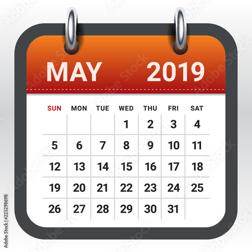 May 2019 monthly calendar vector illustration