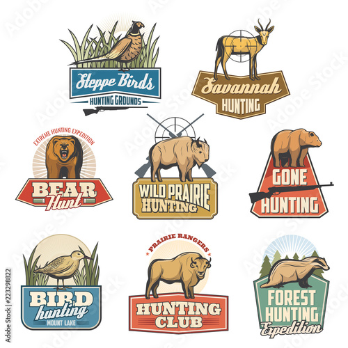 Hunting sport vector isolated icons