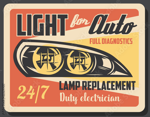 Car lamp replacement and auto light repair service