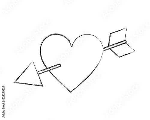 romantic love heart pierced by arrow passion