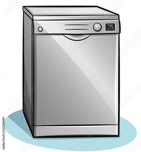 Vector dishwasher on white background
