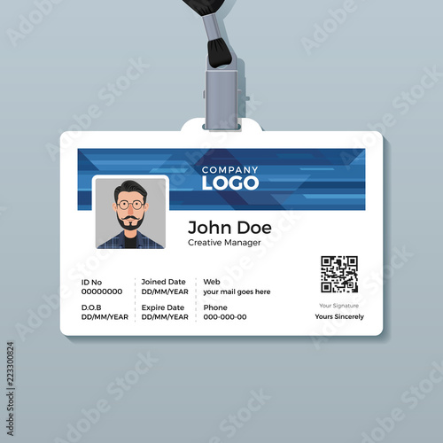Corporate ID Card Template with Abstract Blue Technology Background