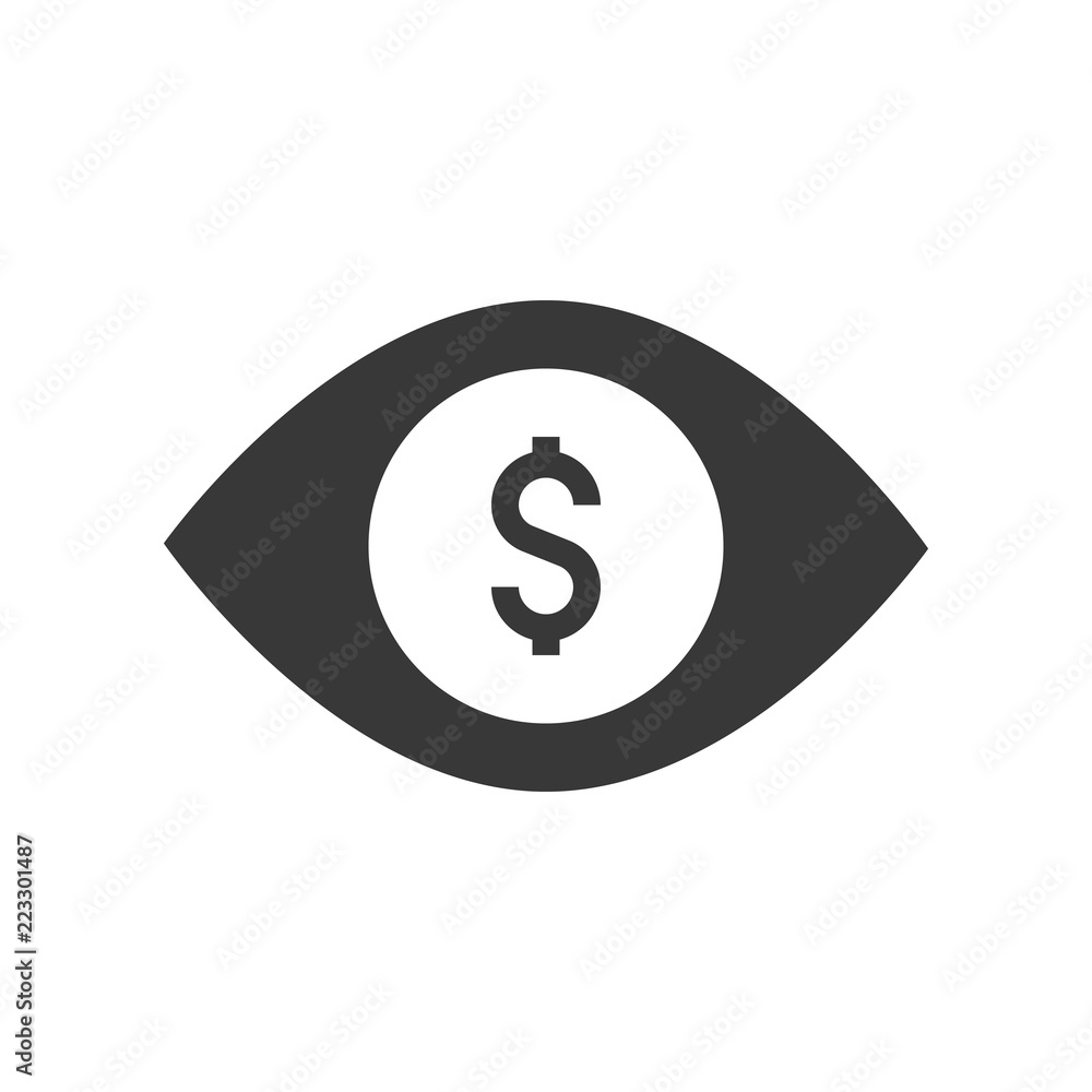 open eye and dollar, vision,greedy sign or chance for investment concept icon open eye and dollar, vision,greedy sign or chance for investment concept icon