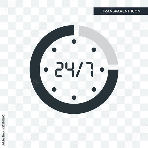 24/7 time vector icon isolated on transparent background, 24/7 time logo design