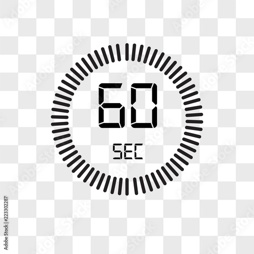 The 60 seconds vector icon isolated on transparent background, The 60 seconds logo design