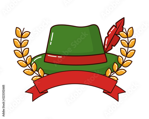 traditional german hat with ribbon and crown