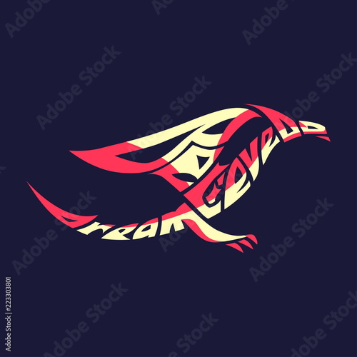 Dream believe do. Typography word picture as dragon image. Hand lettered graphic illustration, wrap text inside a shape, silhouette with letters. Inspirational quote vector isolated