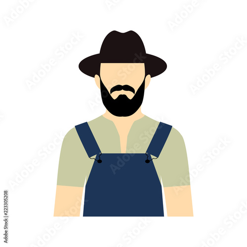 Vector flat icon of worker.  Farmer vector icon. Farmer with bea