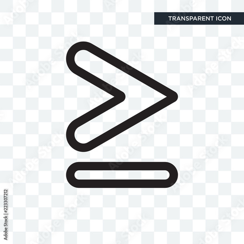 Is equal to or greater than vector icon isolated on transparent background, Is equal to or greater than logo design