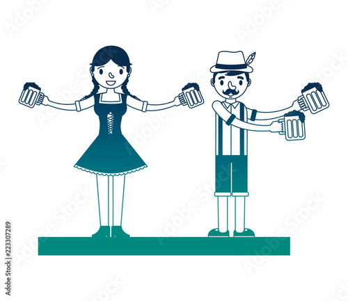 german couple with typical costume and beers