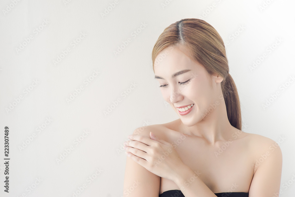 Beautiful close-up of Asian Woman portrait with healthy skin Beautiful close-up of Asian Woman portrait with healthy skin