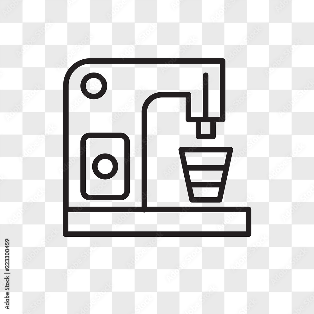 Coffee machine vector icon isolated on transparent background, Coffee