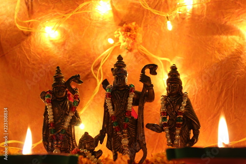 Hindu god Ram, Sita and Hanuman figures for diwali festival 