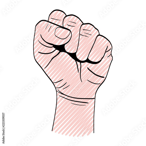 doodle person hand up oppose protest